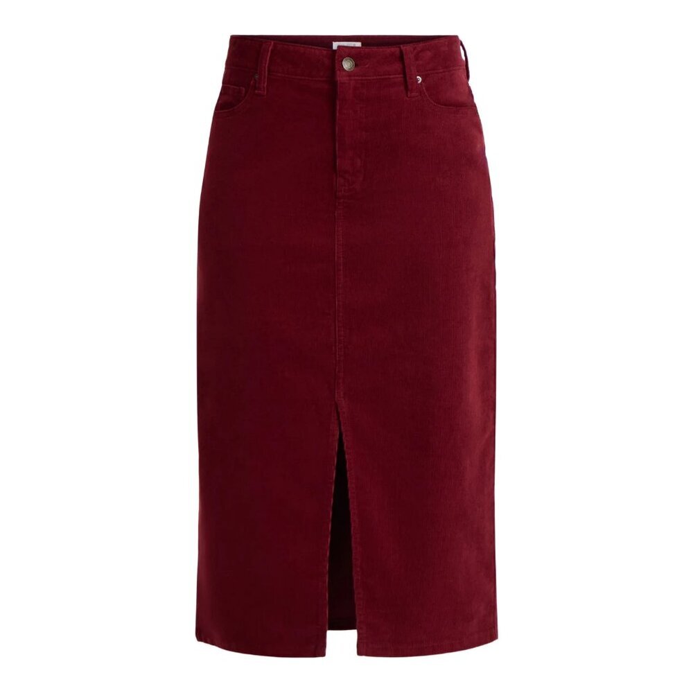 Time and Tru Women's Corduroy Midi Skirt with Front Slit, Size 0, Classic Fit
